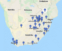 Online Casinos in South Africa map